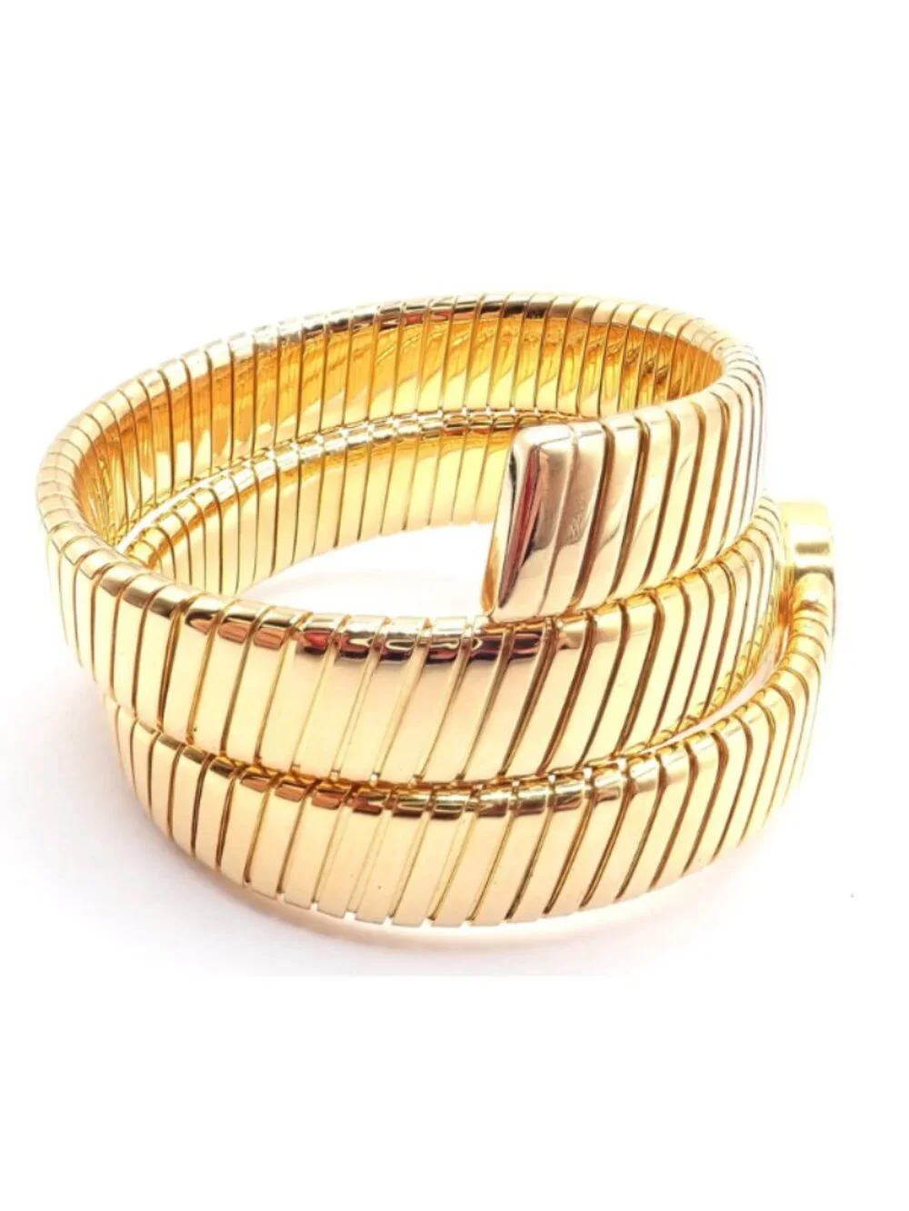 Authentic! Bulgari 18k Yellow Gold Tubogas Serpent Snake Bracelet Watch - Picture 7 of 12